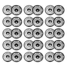 50 Sets Sew-on Snap Buttons, 25mm Metal Press Studs Buttons(Light Black)