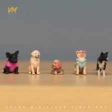 1/64 Miniatures Dogs Border Collie Bulldog Golden Retriever Scene Props Figures