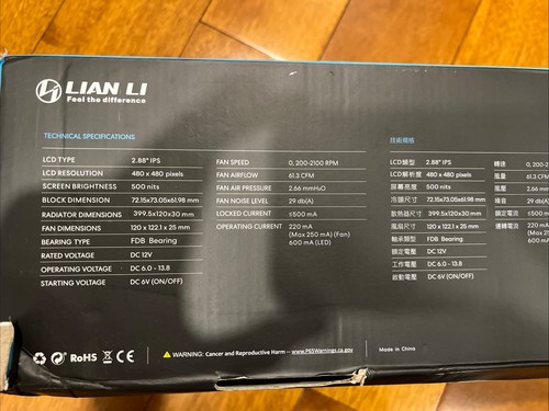 LIAN LI Galahad II LCD SL-INF 360 Black Liquid Cooler - GA2ALCD36INB - Photo 7/10