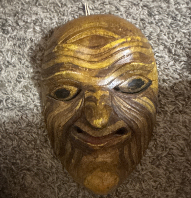 Hand Carved Wooden Tribal Wall Mask Wall Mounted Brown & Black Decor