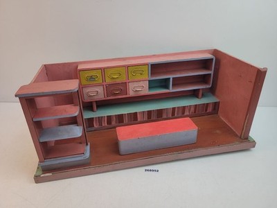 Merchant shop dollhouse wooden GDR 50s vintage toy old #268952