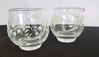 Vintage Duncan & Miller Lily of the Valley Creamer & Open Sugar Bowl Circa 1940