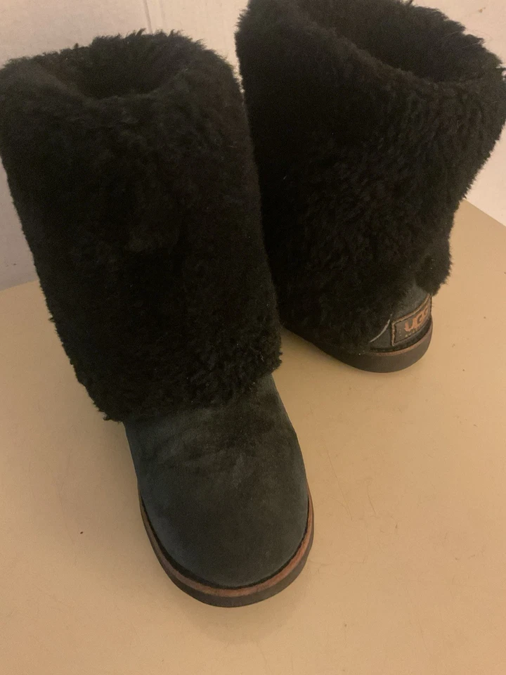 UGG женщин черная замша стриженный мех Maylyn короткие классические ботинки размер 6 евро 36 - Изображение 4 из 4