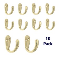 10 Pack Warwick Polished Brass Plated Single Coat Bath Utility Hook BH2001PB