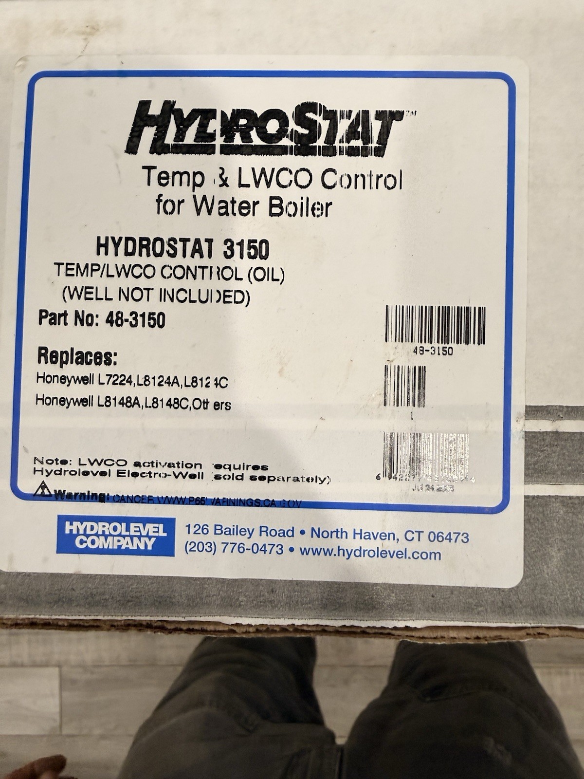 Hydrostat 3150 Temp/LWCO Control for Water Boiler, MPN 48-31