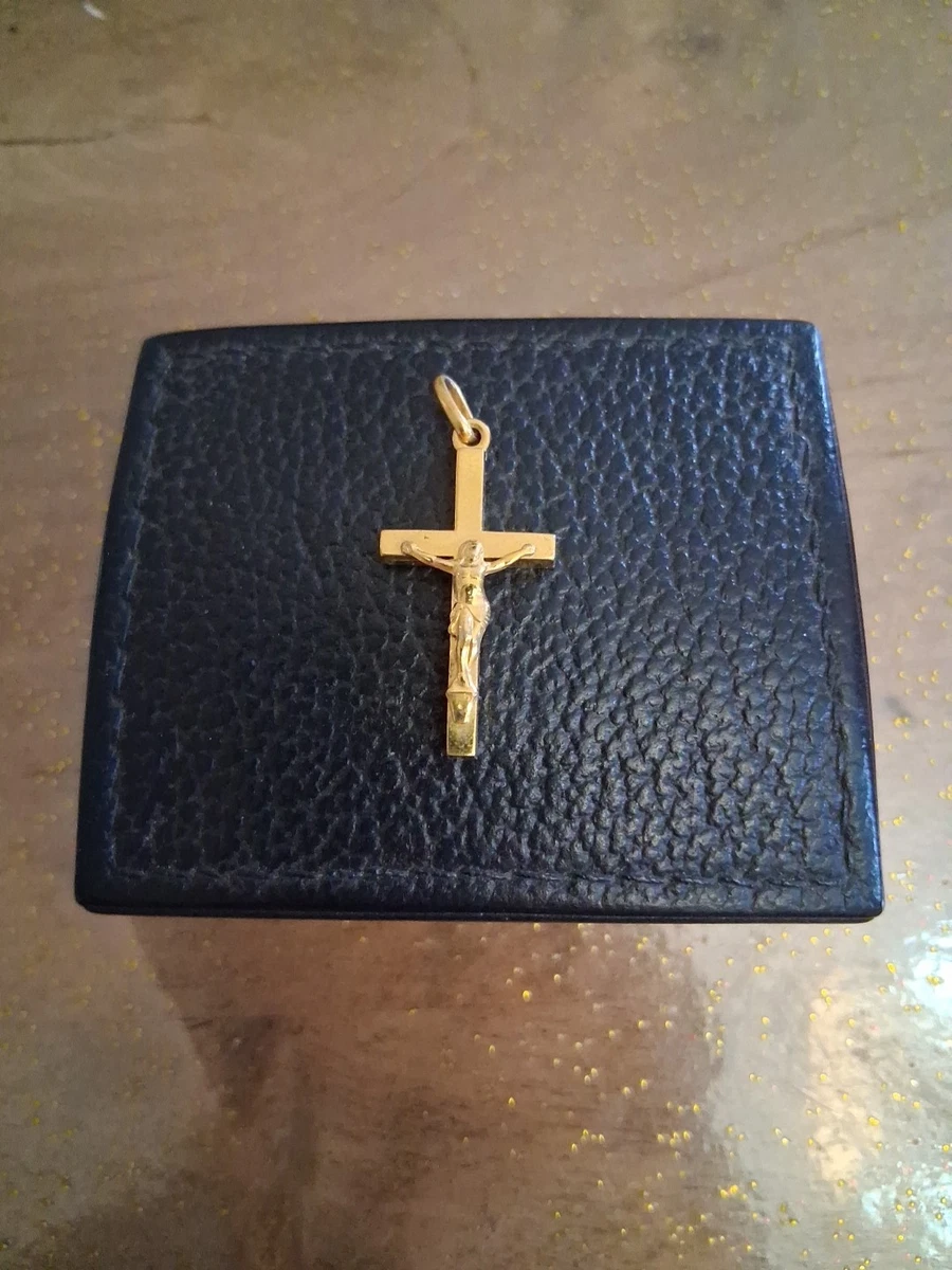 Pendentif Croix En Or 10K - Poids 18,6 Grammes - Avec Cristaux Ou CZ - Marquée 417 - Occasion
