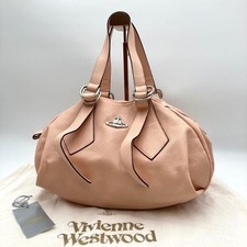 Vivienne Westwood Yasmin Hand Shoulder Bag Pink Beige Leather Orb London Auth