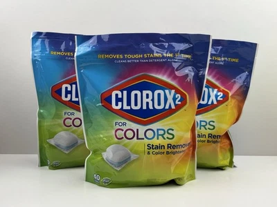 CLOROX 2 for Colors Stain Remover and Color Brightener Pods Lot of 3