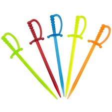 ODDIER 100PCS 3.3 Inch Plastic Sword Toothpicks Picks for 100, COLORFUL