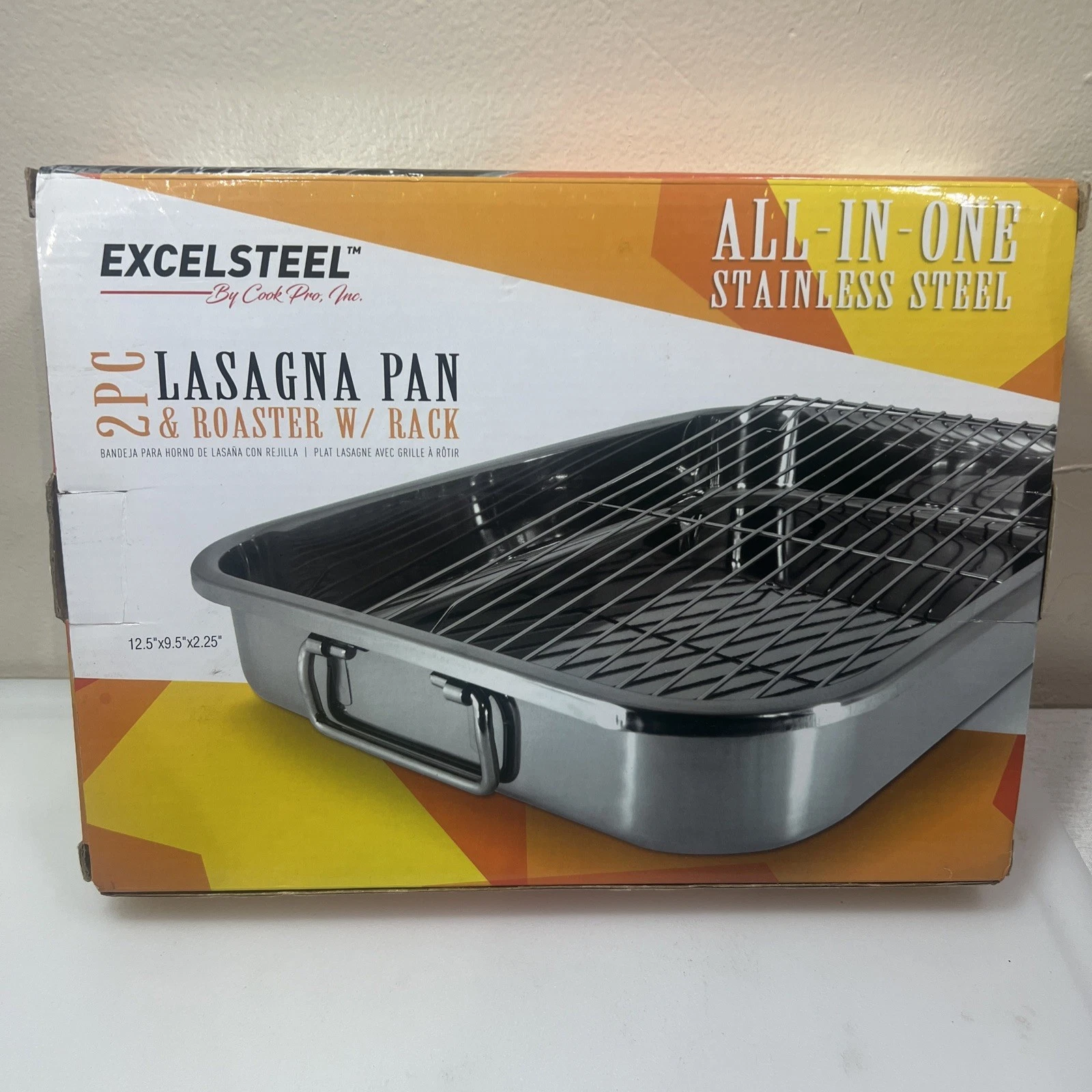 591 Excelsteel, Stainless, All-in-one roaster, lasagna pan and serving dish Rack