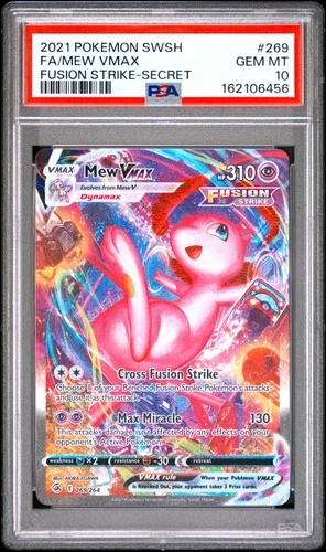 2021 POKEMON SWORD & SHIELD FUSION STRIKE SECRET #269 FULL ART/MEW VMAX PSA 10