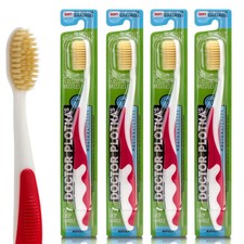 Soft Flossing Toothbrush, 4 Pack, Red, Manual Soft Toothbrush for Adults, Ult...