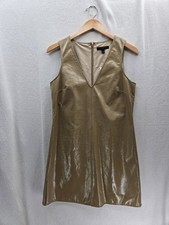 NWT Banana Republic Patent Vegan Leather Mini Sleeveless V-Neck Dress Size-S