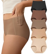Seamless High Waisted Briefs Underwear Womens No Show Panties Pack
