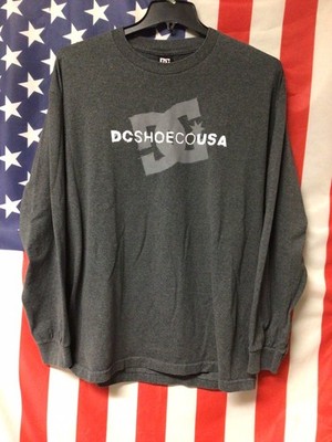 Vintage Y2K DC Shoes Skater Grunge Gray Long Sleeve T Shirt Size XL. Mexico 
