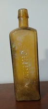 Antique Apricot Puce Wolfe's Schnapps Bottle