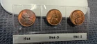 AU/UNC 1944 P-D-S Lincoln Wheat Cent Year Set