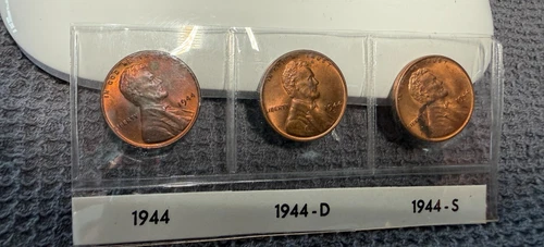 AU/UNC 1944 P-D-S Lincoln Wheat Cent Year Set