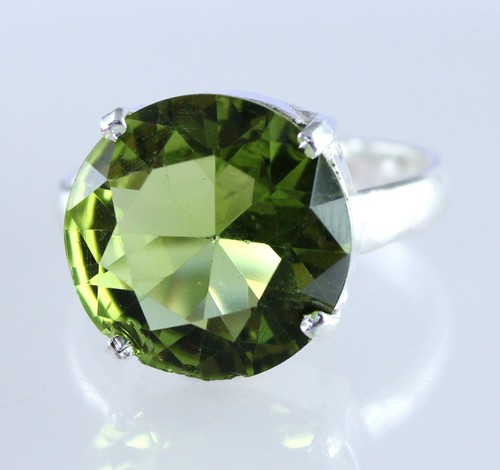 Olive Green Peridot 10.95 Carat Natural Round Gemstone Certified Ring See Video - Picture 7 of 7