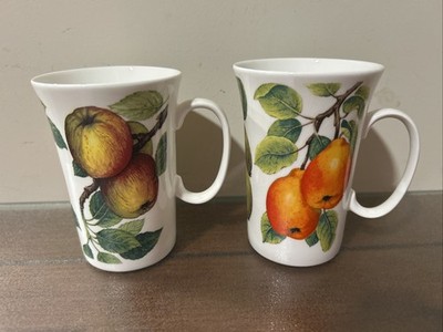 Roy Kirkham England HENLEY COLLECTION Worcester Fruits  Set of 2 BONE CHINA MUGS