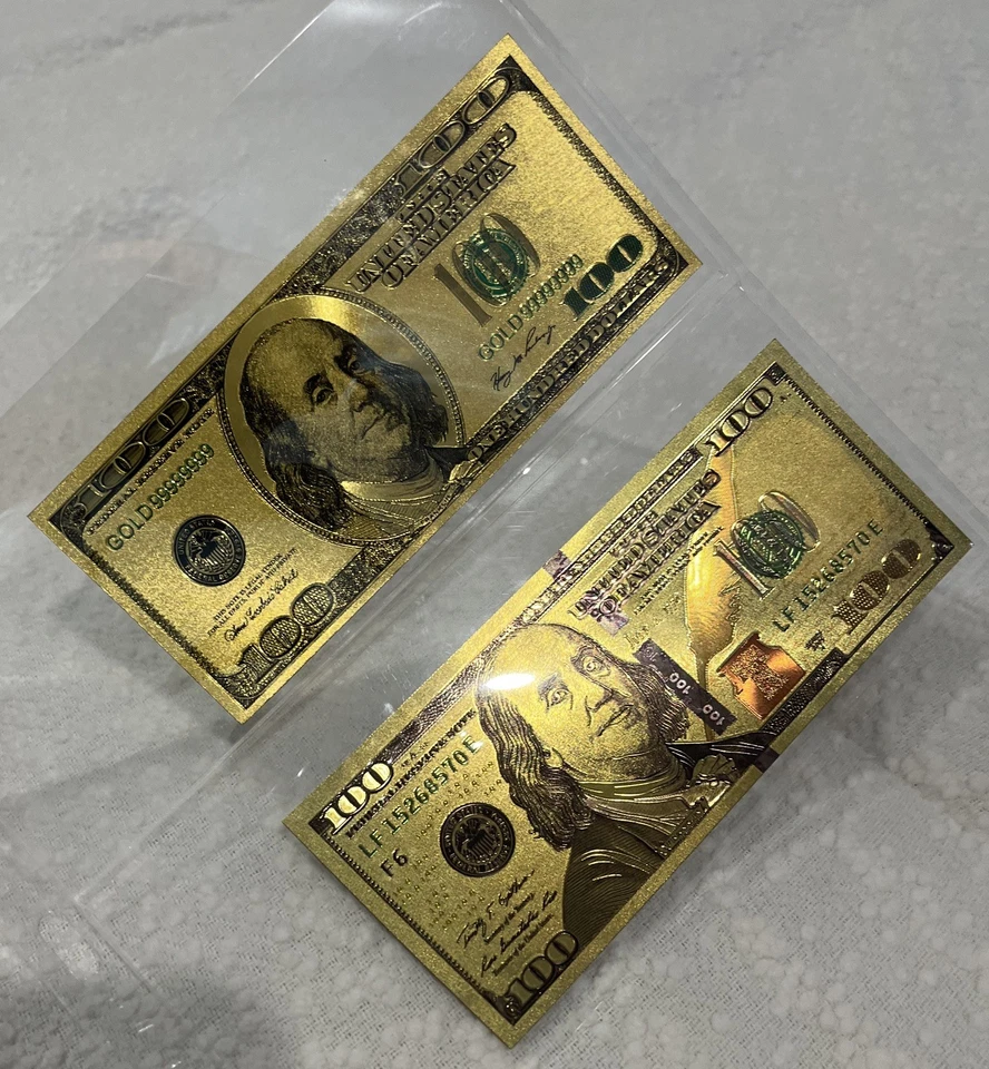(2) 24K Gold 100mg  2009 $100 Dollar Bill Federal Reserve Banknote  - Image 2 of 4