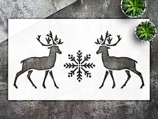 Facing Reindeer Silhouette Wildlife Decor Stencil for Nature Lovers - StencilAir