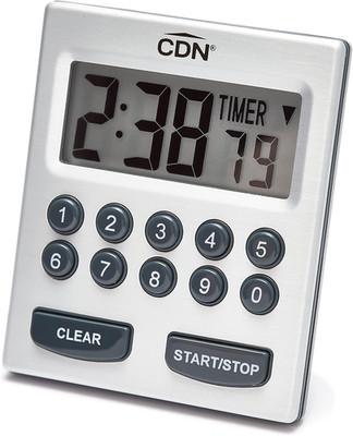 Direct Entry 2- Alarm Digital Kitchen Timer | Counts up & Down, 10 Hours by Hour
