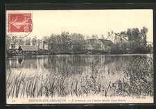Old postcard Brienon-sur-Armancon, L ́Armancon vers l ́ancien Moulin Saint-Martin 1908