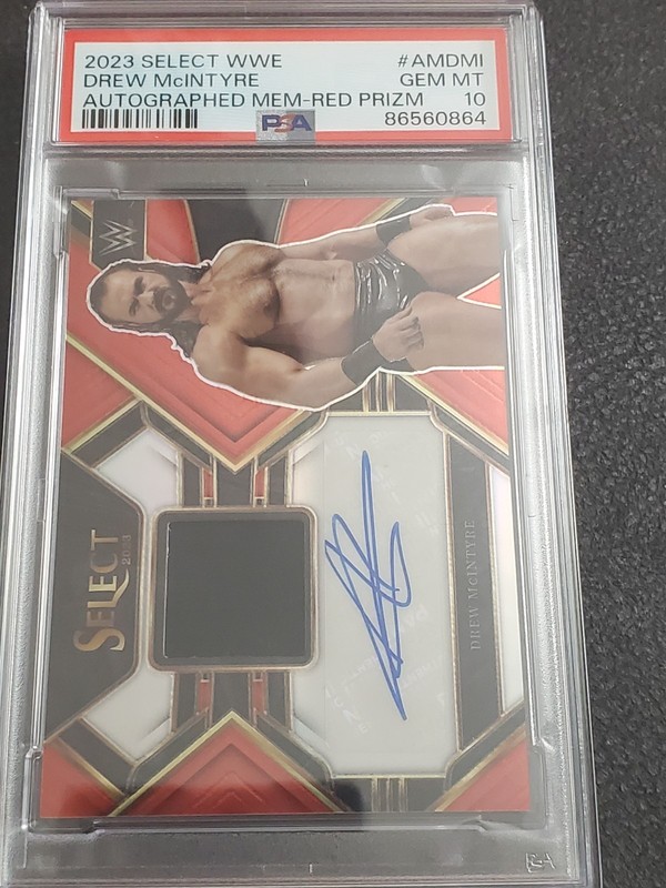2023 Panini Select WWE Drew McIntyre Autographed Memorabilia Red /49 PSA 10