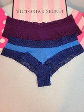 VTG Victoria's Secret 2pk Classic Lace Trim Cotton Cheeky Panties Size M