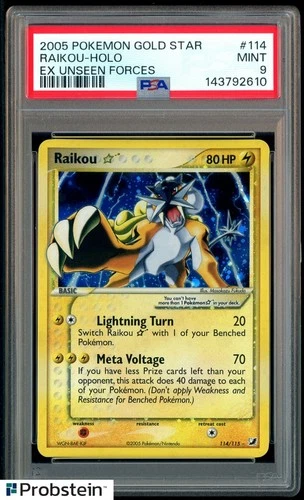 2005 Pokemon Gold Star EX Unseen Forces #114 Raikou Holo PSA 9 MINT
