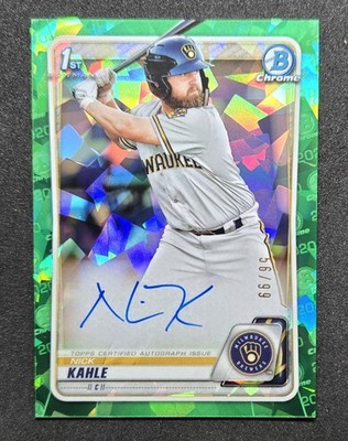 Nick Kahle 2020 Bowman Chrome 1st Prospect Green Atomic Refractor Auto /99 RC