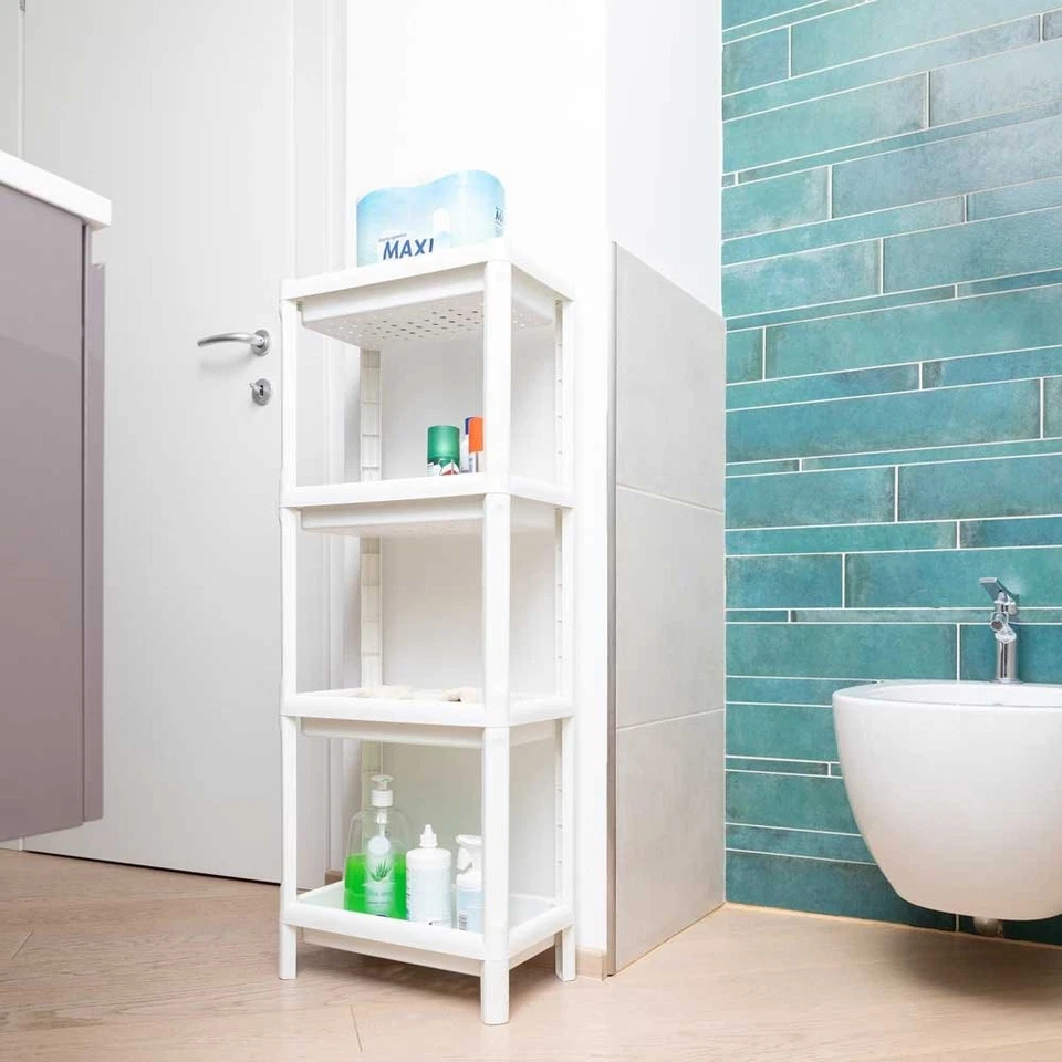 2x Haushaltsregal Steckregal Badregal Küchenregal schmal weiß 4 Böden - Bild 4 von 4