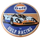 Vintage Gulf Racing Sign - Service Station Gas & Motor Oil Pump Service Sign