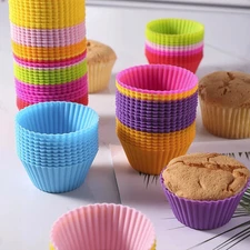 12pcs Silicone Cupcake Molds: Heat-Resistant Baking Cups for Cakes & Jelly - NEW