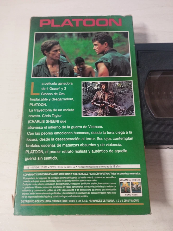 Platoon Oliver Stone Willem Dafoe Charlie Sheen - VHS Kassette Tape Spanisch - Bild 4 von 4