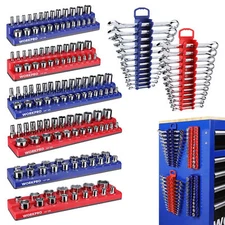 8-Piece Magnetic Socket Organizer and Magnetic Wrench Organizer Set Wrench Rack