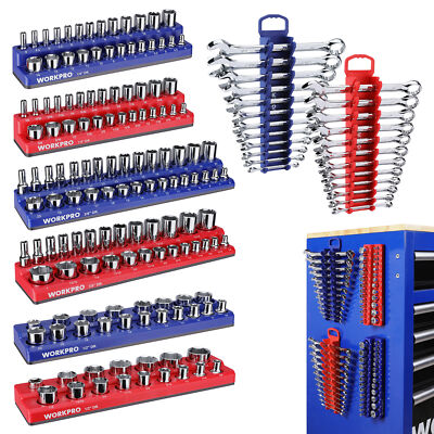 #ad 8 Piece Magnetic Socket Organizer and Magnetic Wrench Organizer Set Wrench Rack $76.99