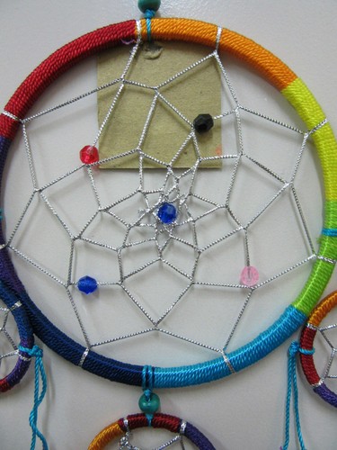 Beautiful Rainbow Nylon 12cm Silver Web Dream Catcher 50cm Total Length - Picture 2 of 7
