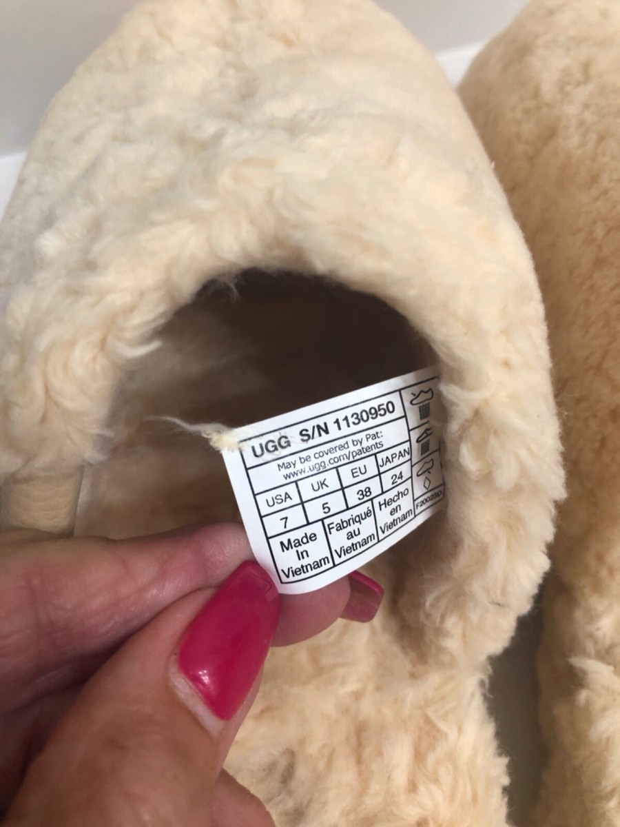 UGG NATURAL FUZZ SUGAR CLOG FAUX FUR SIZE 7 | eBay
