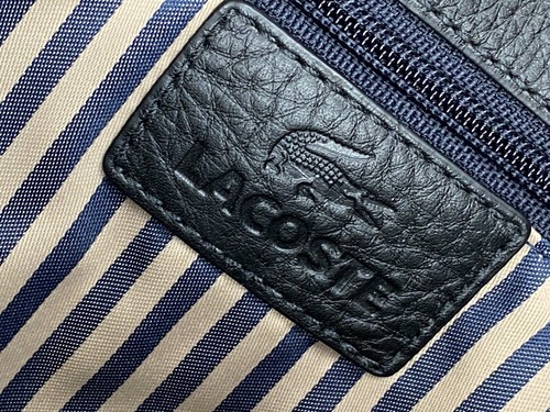 LACOSTE MESSENGER BAG XL Leather Trimmed Vintage M55 Elegance 10 Gold NEW - Picture 11 of 17