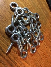 (20) Steel 1/2" I.D EYE 1/4" X 1 1/8" lag screw 2" Overall Zinc Plated