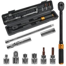 11pc 1/4 3/8 1/2 Drive Magnetic Spark Plug Socket Set with Torque Wrench, 5-60NM
