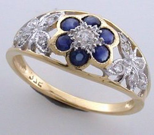 9ct Solid Gold Vintage Insp Emerald & Diamond Ring R64 Custom - Picture 6 of 6