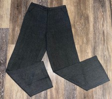 Women  s Vintage Dress Pants Unbranded Wide Leg Handmade Tweed 7/8 Black/Gray