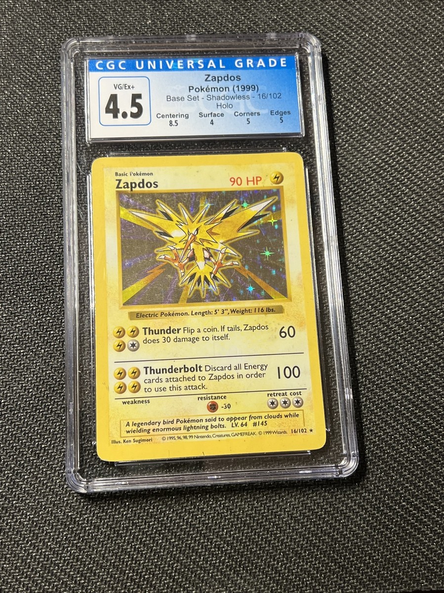 Zapdos 16/102 Shadowless Base Set Pokemon Card Holo Rare Zapdos 16/102 Shadowless Base Set Pokemon Card Holo Rare