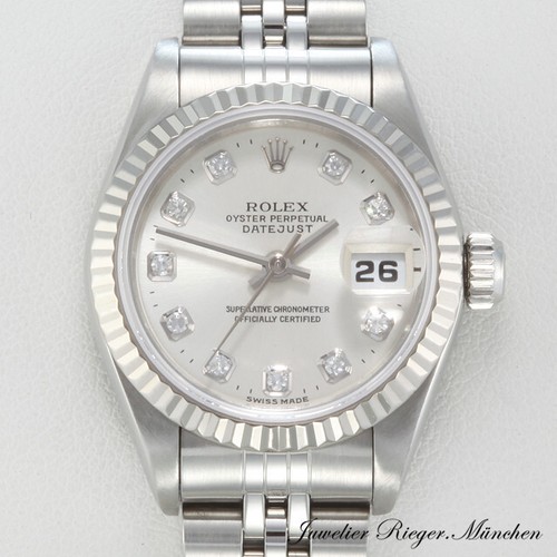Rolex Lady Datejust Stahl Weissgold 750 Diamanten 2001 Automatik Gold Damen