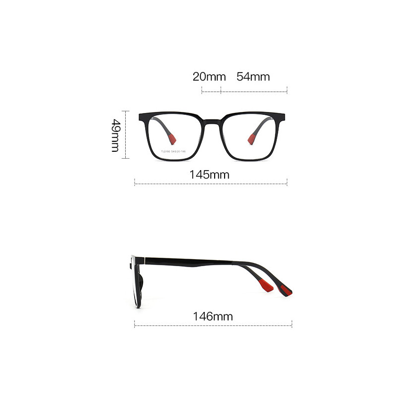 Occhiali da sole polarizzati 3 in 1 TR90 clip magnetica per uomo montatura occhiali quadrati foto 6