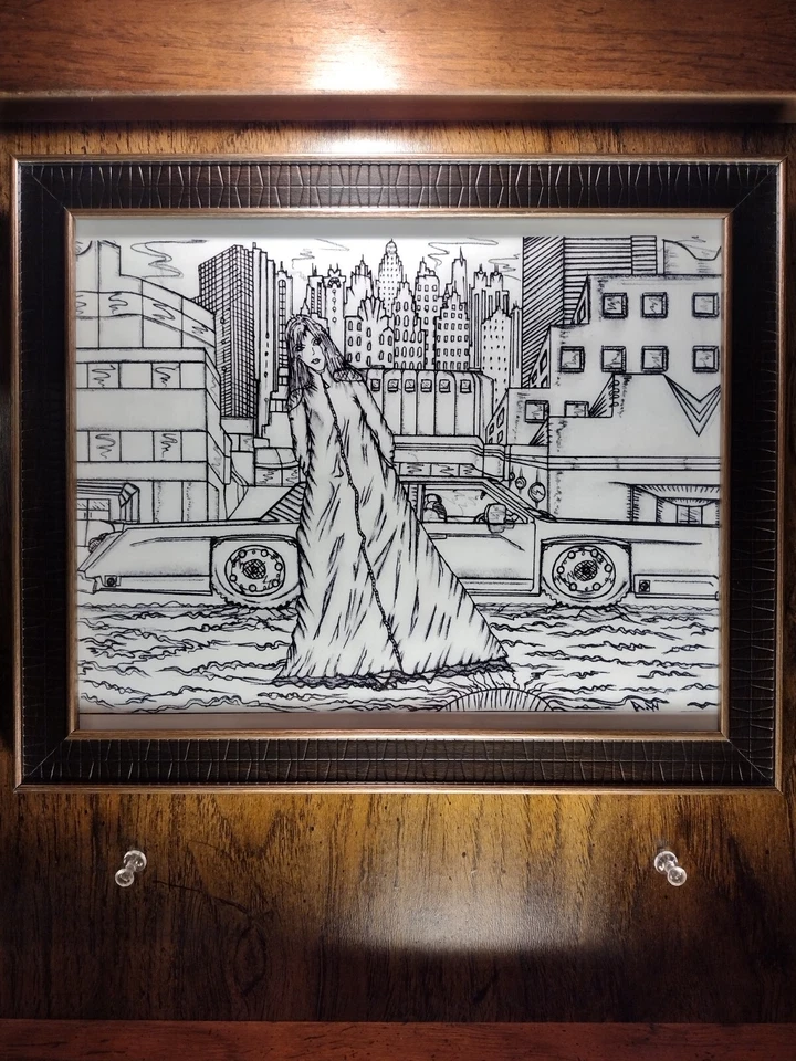 Arte de pared enmarcado, paisaje urbano arte urbano/arquitectura boceto arte, arte del horizonte Foto 3 de 4