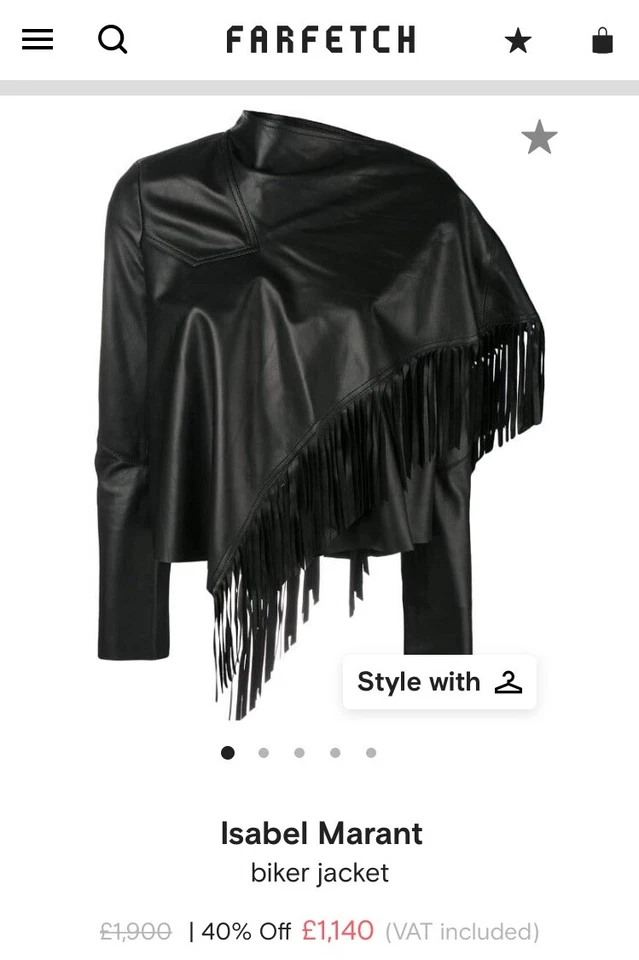 £1,900 ISABEL MARANT Runway Black Leather Biker Jacket - Image 2 of 4